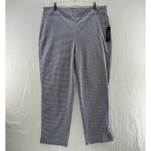 Jones & Co Cropped Ankle Pants Womens 16W Pull On Stretch High Rise Striped Blue